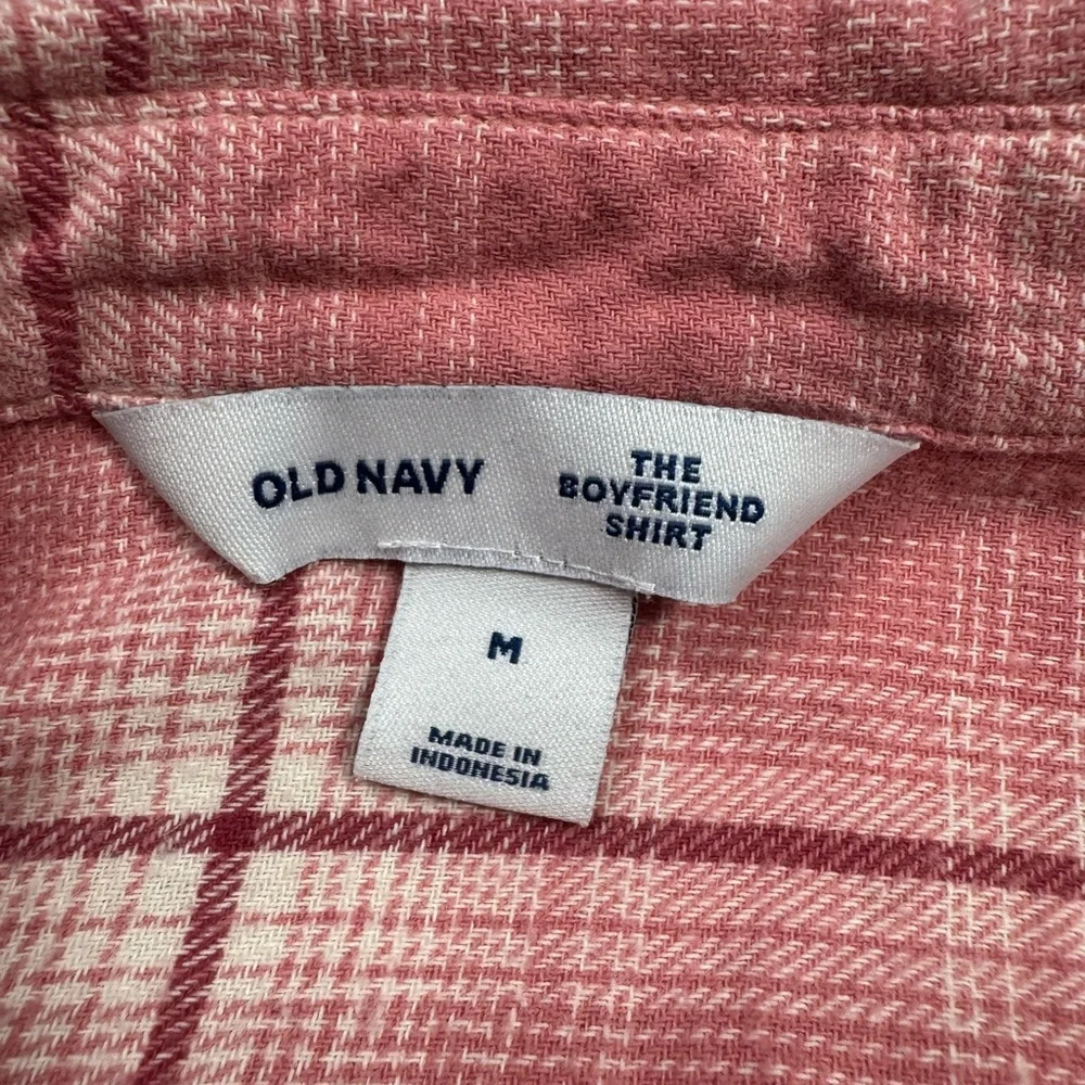 Old Navy Women's Casual Pink Plaid “The Boyfriend” 100% cotton Shirt - Picture 2 of 4